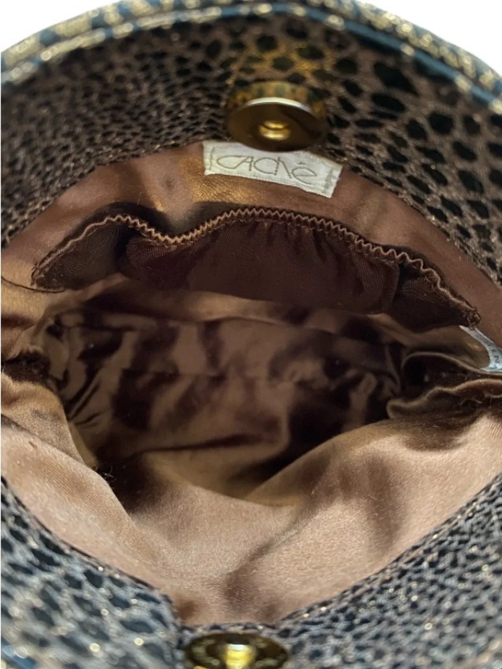 Vintage Cache leopard print evening purse